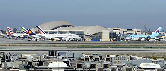 Gathering of giants at the Bradley International Terminal, Los Angeles international Airport, January 19, 2015